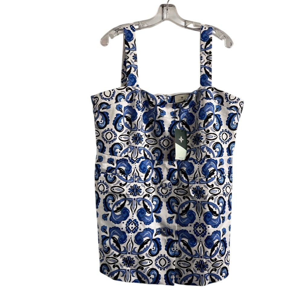 Tuckernuck Blue White Tile Print Square Neck NWT Tank Dress Size 2XL